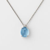 תליון זהב 14K משובץ ביהלום מעבדה בשילוב אבן בלו טופז