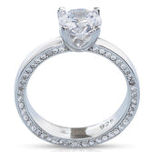 טבעת בסגנון סוליטייר עשויה מכסף טהור ומשובצת זרקון בחיתוך עגול