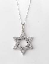 שרשרת כסף מגן דויד משובץ 25 מ"מ מוכסף