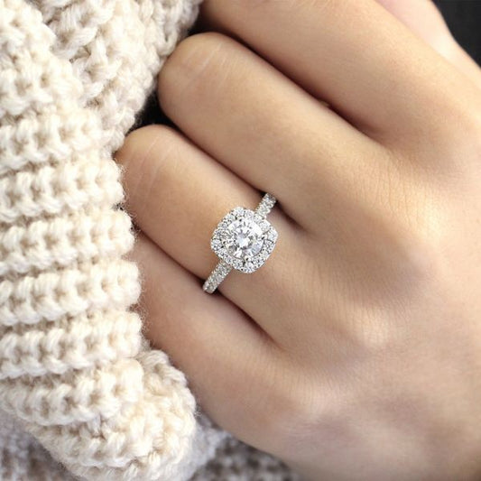 PLATINUM HALO DIAMOND RINGS