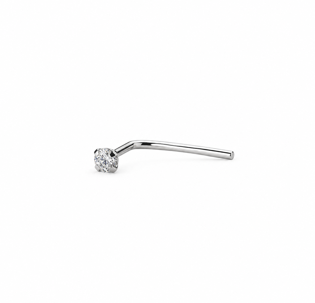 נזם זהב לבן שיבוץ יהלום טבעי