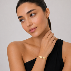 צמיד שם משובץ ביהלום בגודל 2 נקודות - ציפוי זהב 2 מיקרון