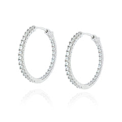 EARRINGS - עגילי חישוק כסף עם שיבוץ מלא