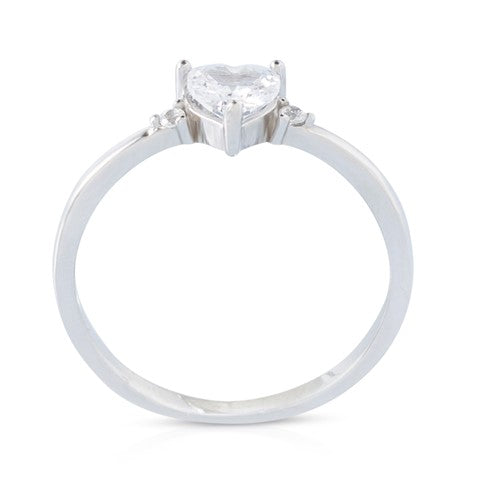 טבעת כסף סטרלינג עדינה משובצת זרקון בצורת לב