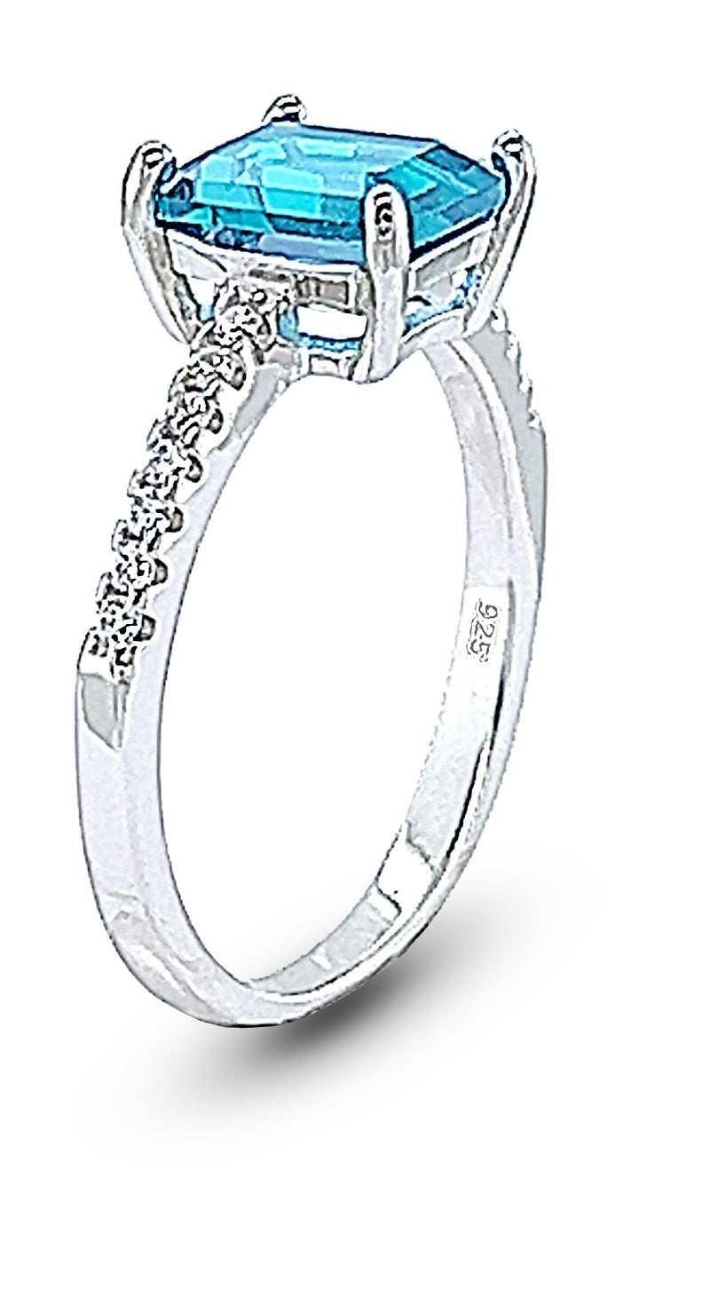 RINGS- טבעת זרקונים  עם אבן צבעונית