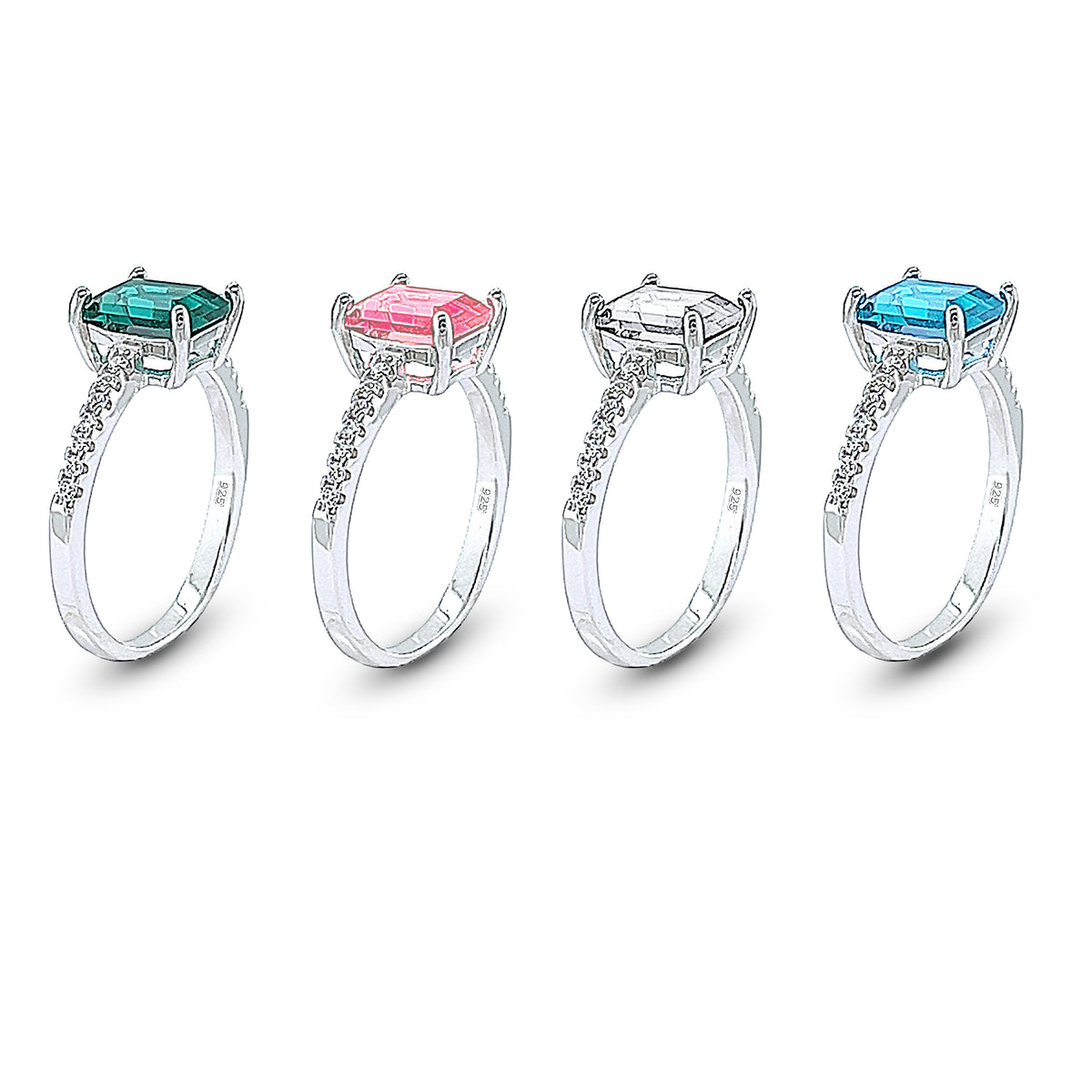 RINGS- טבעת זרקונים  עם אבן צבעונית