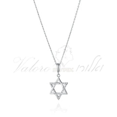 שרשרת כסף מגן דויד חצי משובץ 13 מ"מ