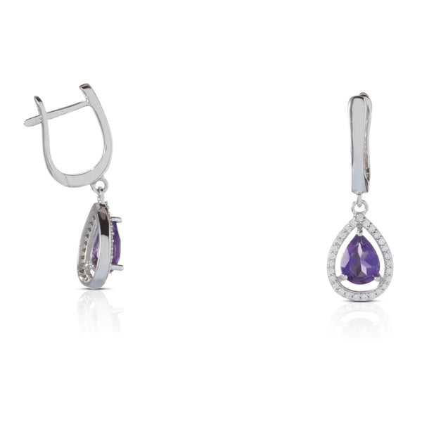 Purple Drop Silver Earrings | 11SE47