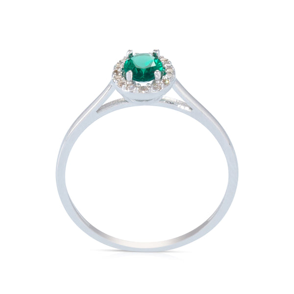 טבעת זהב לבן ואמרלד ירוקה 21R713